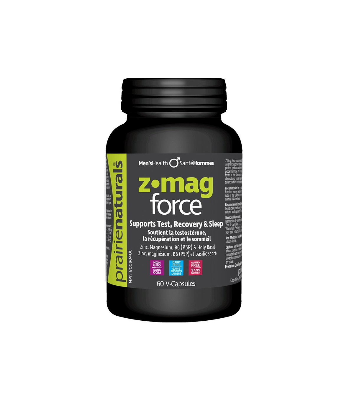 Prairie Naturals Z Mag-Force Zinc, Magnesium Aspartate, P5P (B6), Holy Basil Extract 60 Vegi Capsules | Unbeatable Prices, Daily