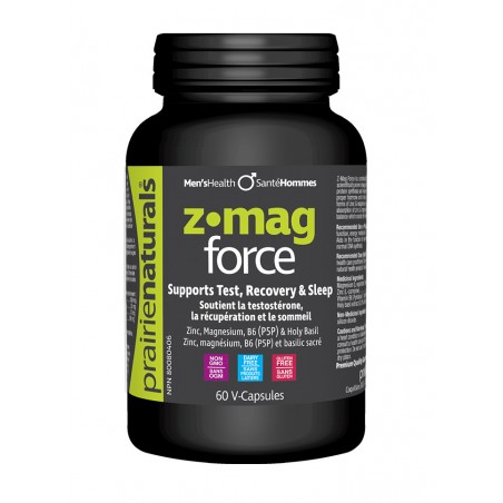 Prairie Naturals Z Mag-Force Zinc, Magnesium Aspartate, P5P (B6), Holy Basil Extract 60 Vegi Capsules | Unbeatable Prices, Daily
