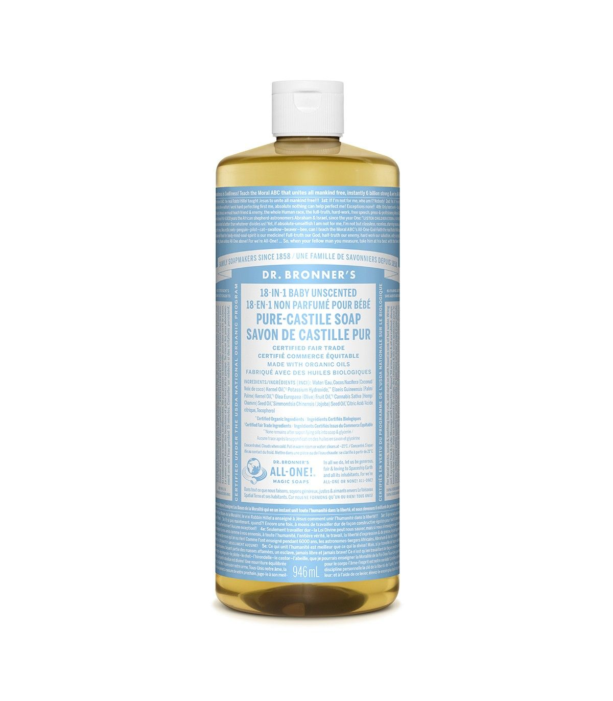 Dr. Bronner's Baby-Unscented Pure-Castile Liquid 946 ml | 每天不同折扣, 全网最低价格 | 种类齐全的保健品店铺 VITASHOP, 只有你想不到, 没有你买不到 !