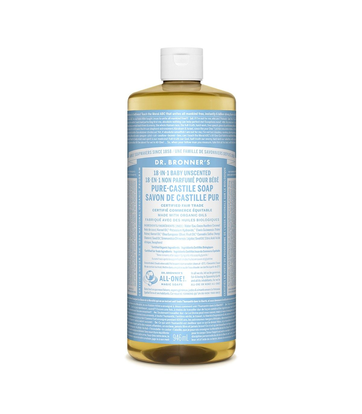 Dr. Bronner's Baby-Unscented Pure-Castile Liquid 946 ml | 每天不同折扣, 全网最低价格 | 种类齐全的保健品店铺 VITASHOP, 只有你想不到, 没有你买不到 !