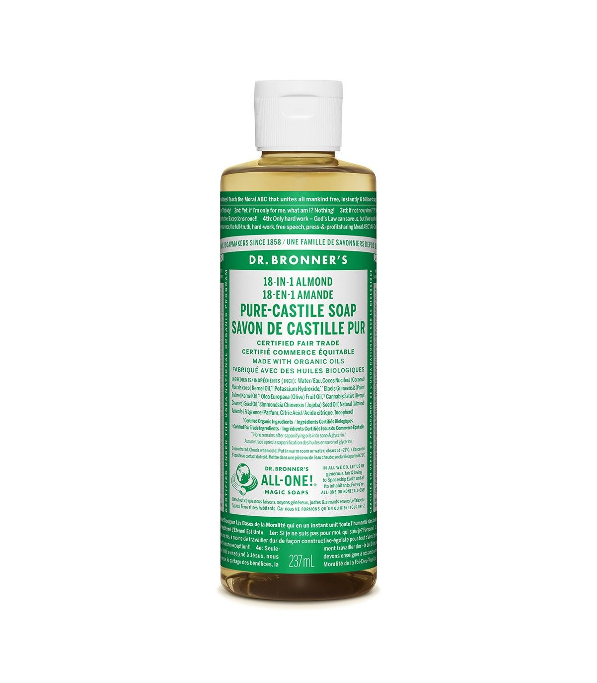 Dr. Bronner's 닥터 브로너스 아몬드 퓨어 카스티야 비누 237ml | 매일 업데이트되는 특가 상품 | VITASHOP