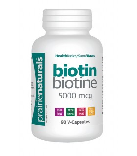 Prairie Naturals Biotin 5,000 mcg 60 Vegi Capsules | Unbeatable Prices, Daily Deals | VITASHOP