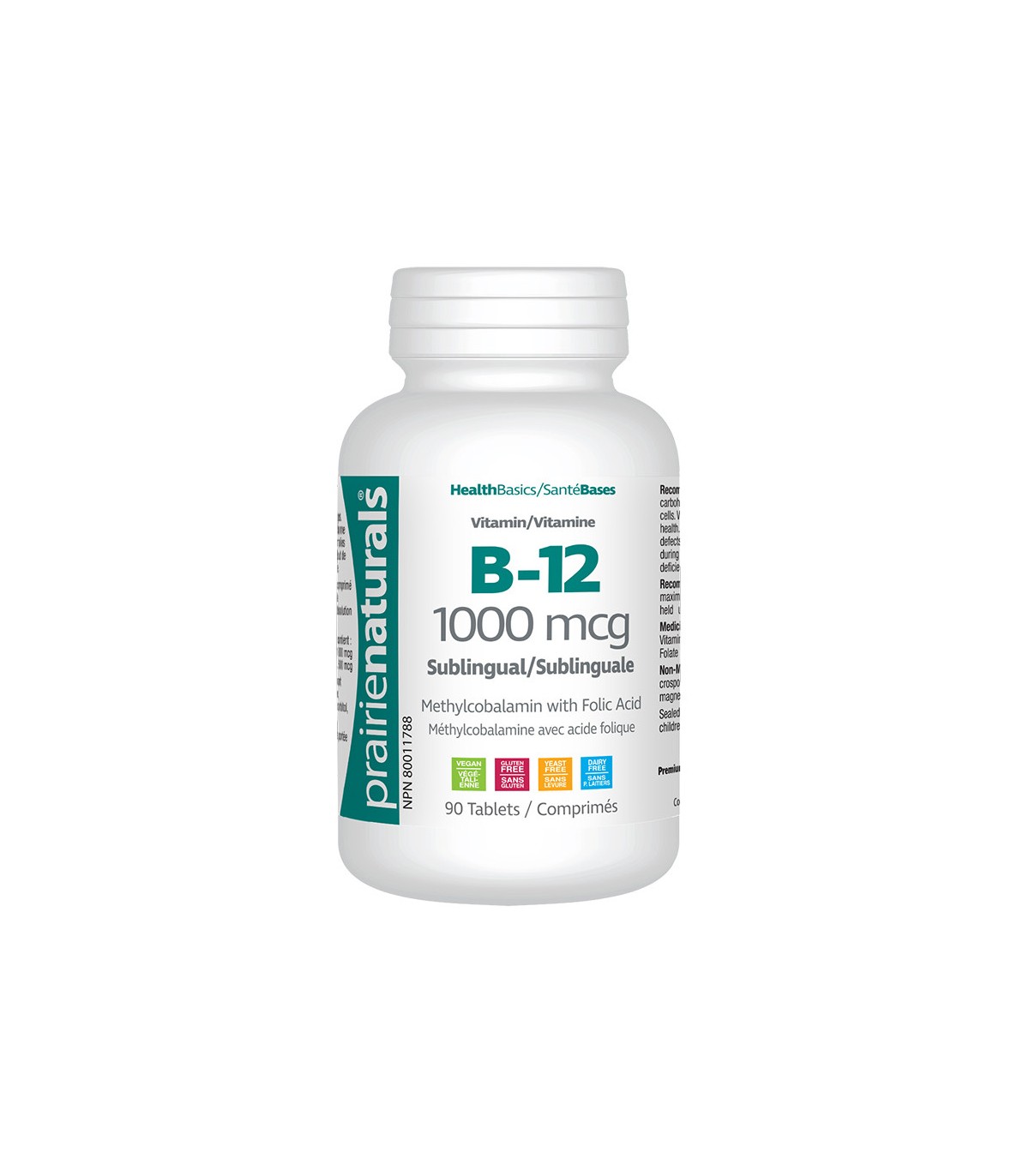 Prairie Naturals 프레리 내추럴스 설하 B12 메틸코발라민 1,000mcg + 엽산 90정 | 매일 업데이트되는 특가 상품 | VITASHOP
