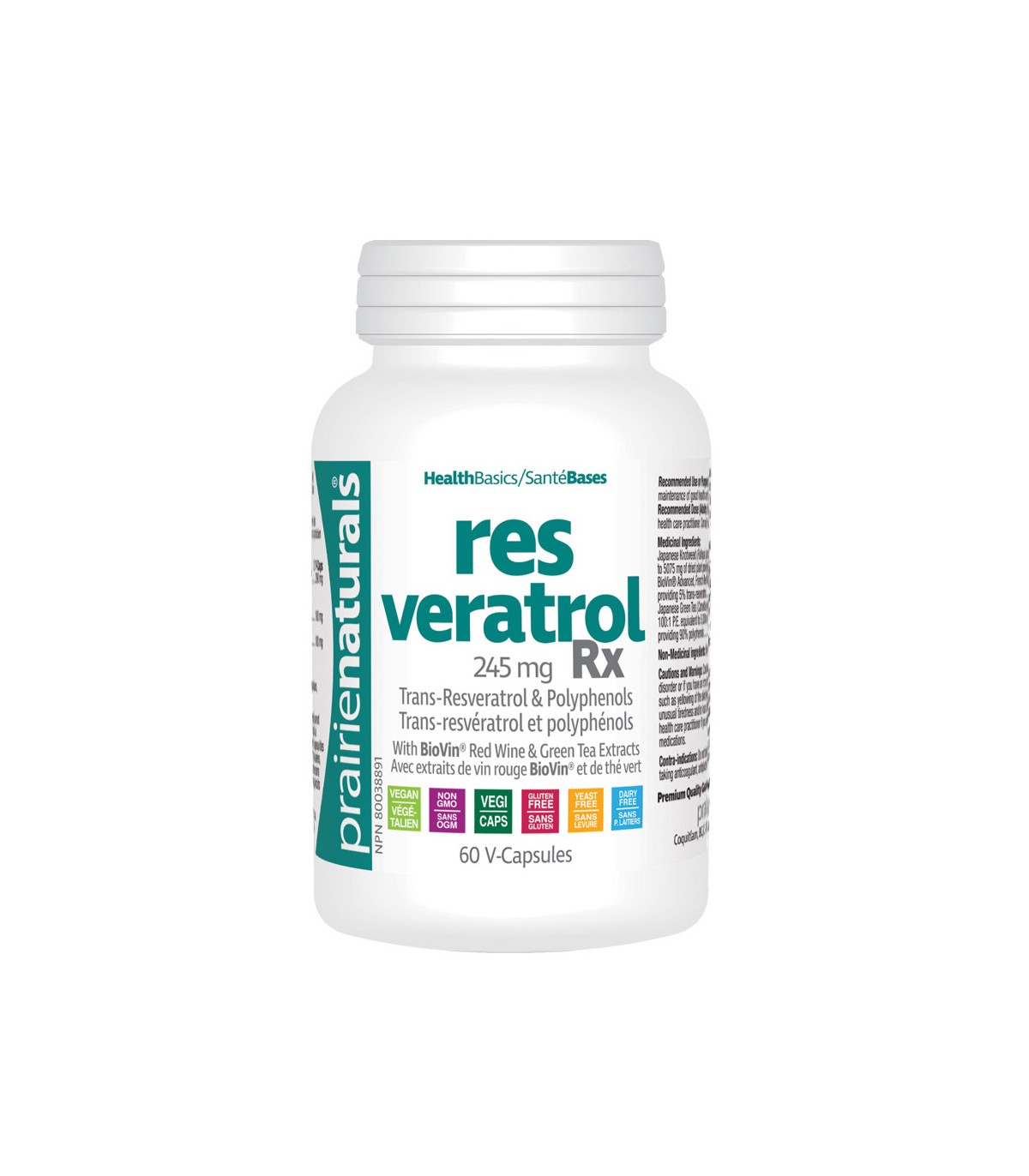 Prairie Naturals Resveratrol RX 265 mg of Transresveratrol Polyphenols 60 Vegi Capsules | Unbeatable Prices, Daily Deals | VITAS