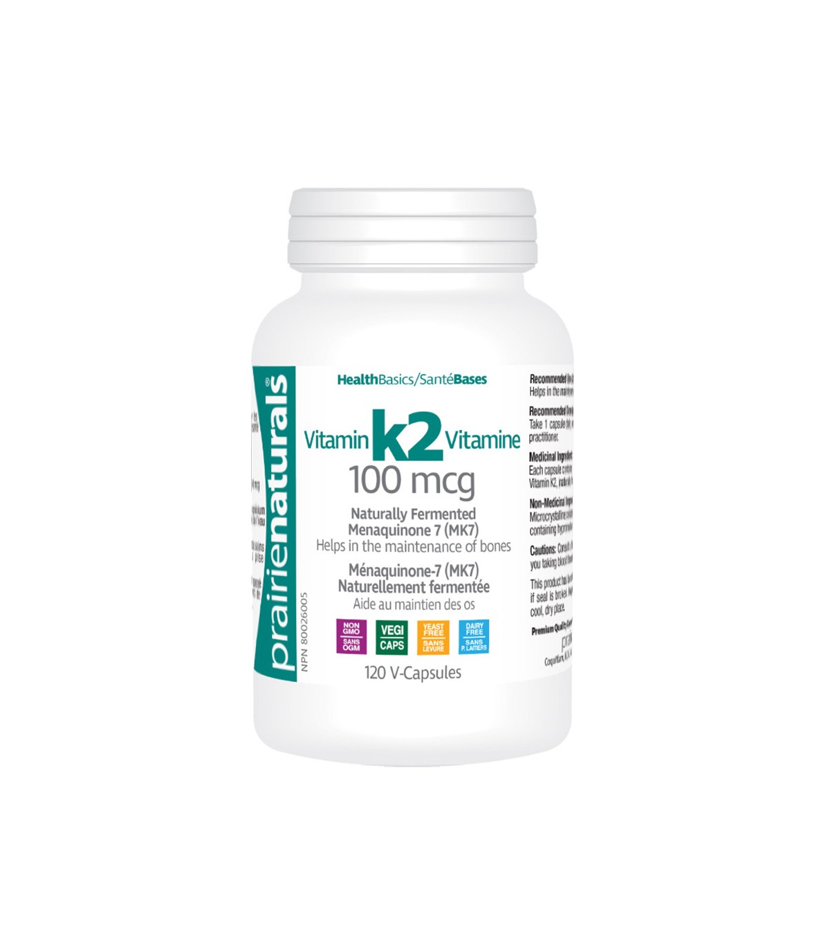 Prairie Naturals Vitamin K2 MK-7 100 mcg 120 Vegi Capsules | 每天不同折扣, 全网最低价格 | 种类齐全的保健品店铺 VITASHOP, 只有你想不到, 没有你买不到 !