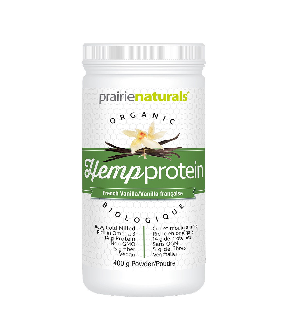 Organic Raw Canadian Hemp Protein, French Vanilla 400 g | Safest & Easiest Shopping Vitamins Online | VITASHOP