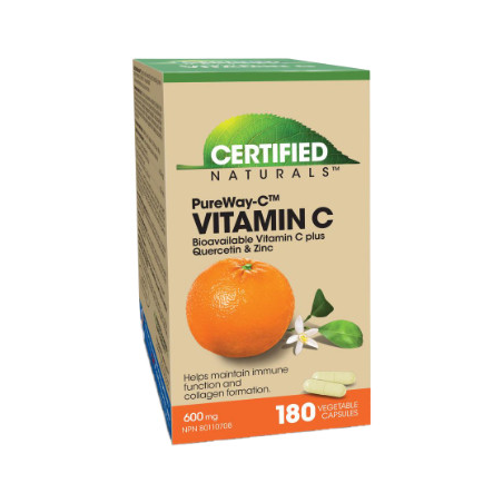 Certified Naturals 서티파이드 내추럴스 PureWay-C 600 mg 플러스 케르세틴 및 아연 180 캡슐 | 매일 업데이트되는 특가 상품 | VITASHOP