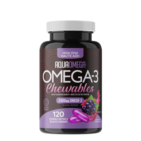 AQUAOMEGA 아쿠아오메가 고 DHA 츄어블 포도 120 소프트젤 | 매일 업데이트되는 특가 상품 | VITASHOP