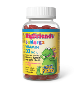 Natural Factors Big Friends Vitamin D3 600 IU Natural Strawberry Flavour 60 Gummies | Unbeatable Prices, Daily Deals | VITASHOP