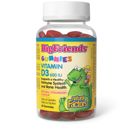 Natural Factors Big Friends Vitamin D3 600 IU Natural Strawberry Flavour 60 Gummies | Unbeatable Prices, Daily Deals | VITASHOP