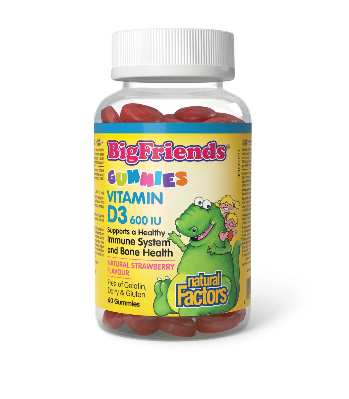 Natural Factors Big Friends Vitamin D3 600 IU Natural Strawberry Flavour 60 Gummies | Unbeatable Prices, Daily Deals | VITASHOP