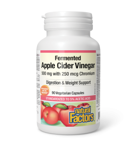 Natural Factors Fermented Apple Cider Vinegar with Chromium 500 mg/250 mcg 90 Vegetarian Capsules | Unbeatable Prices, Daily Dea