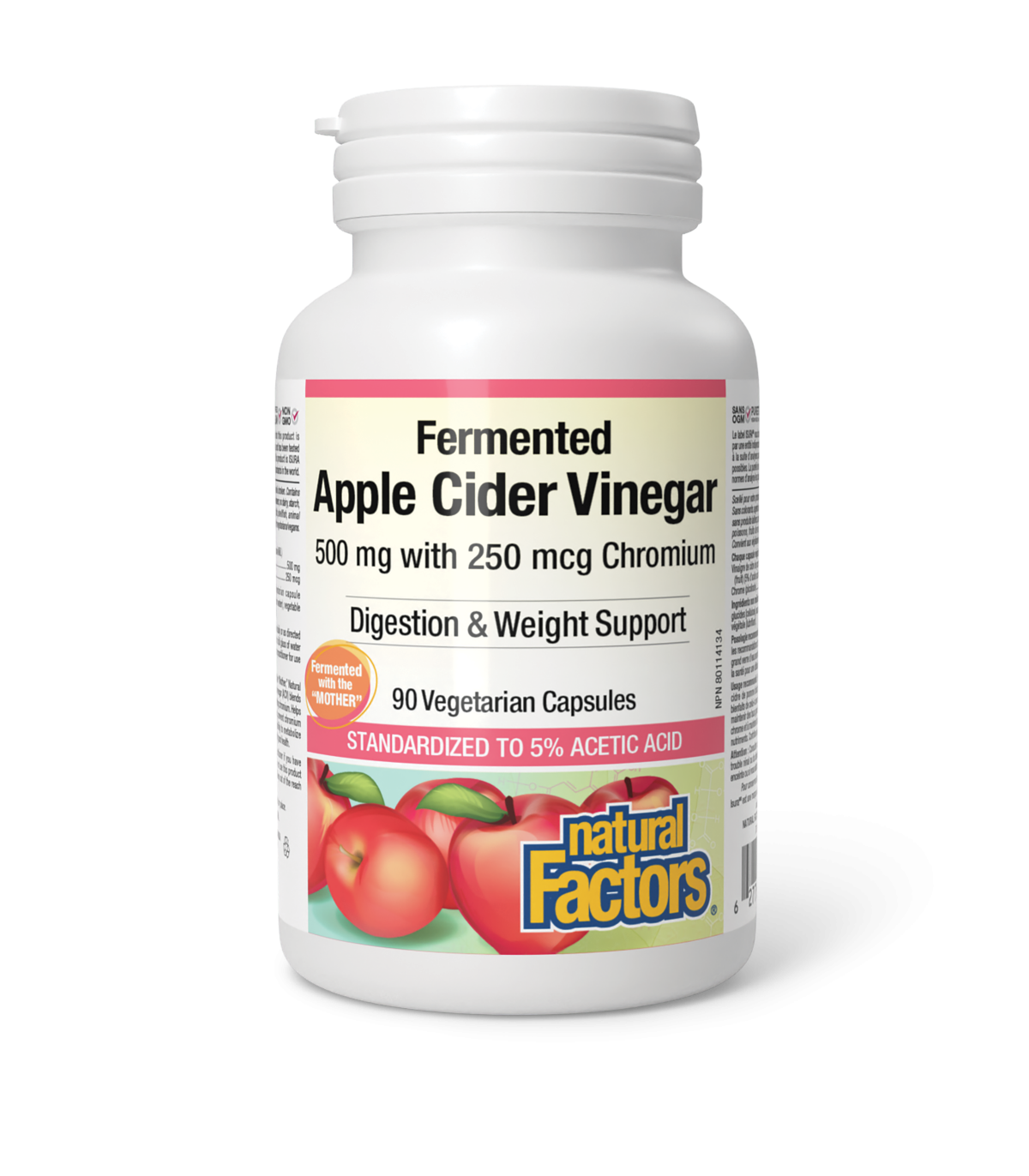 Natural Factors Fermented Apple Cider Vinegar with Chromium 500 mg/250 mcg 90 Vegetarian Capsules | 每天不同折扣, 全网最低价格 | 种类齐全的保健品店铺