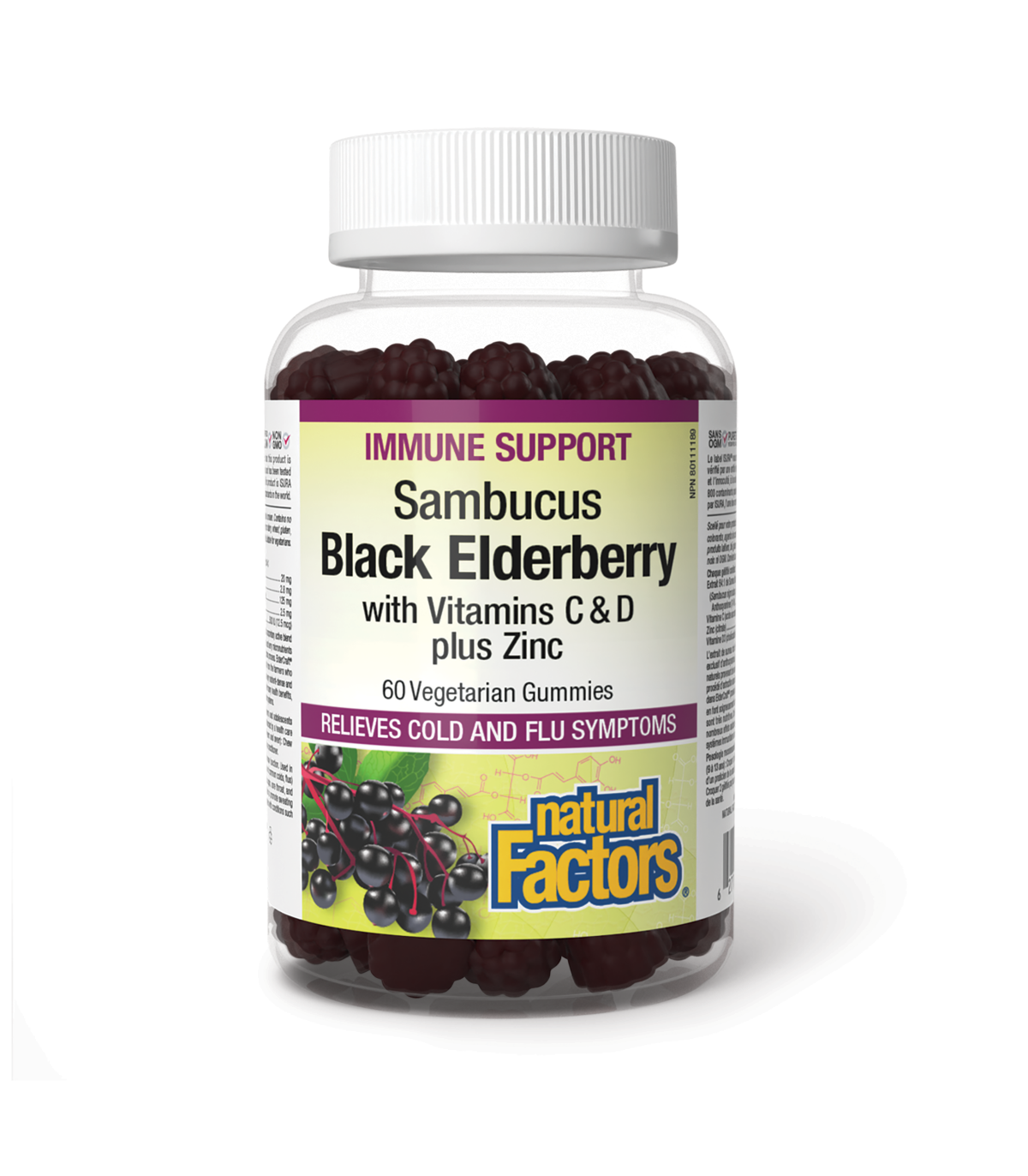 Natural Factors Sambucus Black Elderberry with Vitamins C & D plus Zinc 60 Vegetarian Gummies | 每天不同折扣, 全网最低价格 | 种类齐全的保健品店铺 VITA