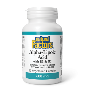 Natural Factors Alpha-Lipoic Acid with B1 & B2 600 mg 60 Vegetarian Capsules | Unbeatable Prices, Daily Deals | VITASHOP