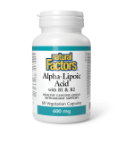 Natural Factors 내추럴 팩터스 B1 및 B2 함유 알파-리포산 600 mg 60 식물성 캡슐 | 매일 업데이트되는 특가 상품 | VITASHOP