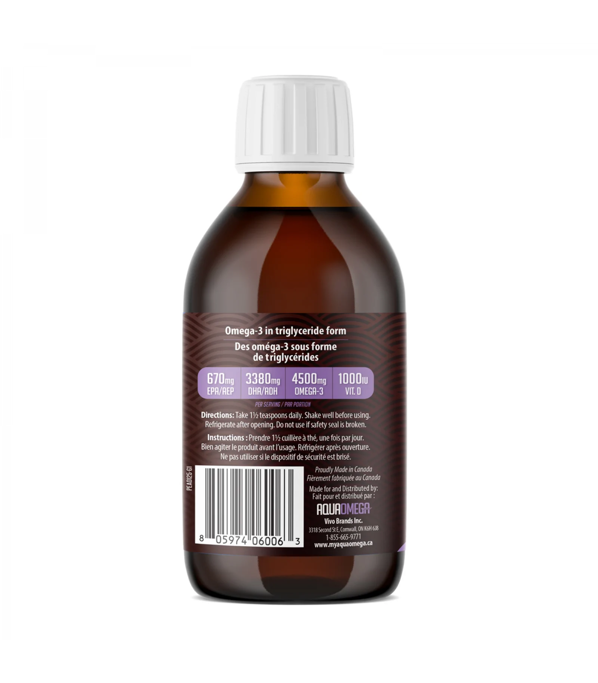 AquaOmega 1:5 High DHA Lemon 225 ml | Safest & Easiest Shopping Vitamins Online | VITASHOP