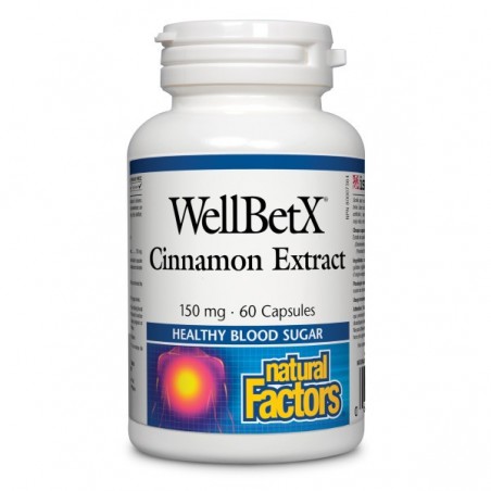 Natural Factors WellBetX Cinnamon Extract 150 mg, 60 Capsules | Unbeatable Prices, Daily Deals | VITASHOP