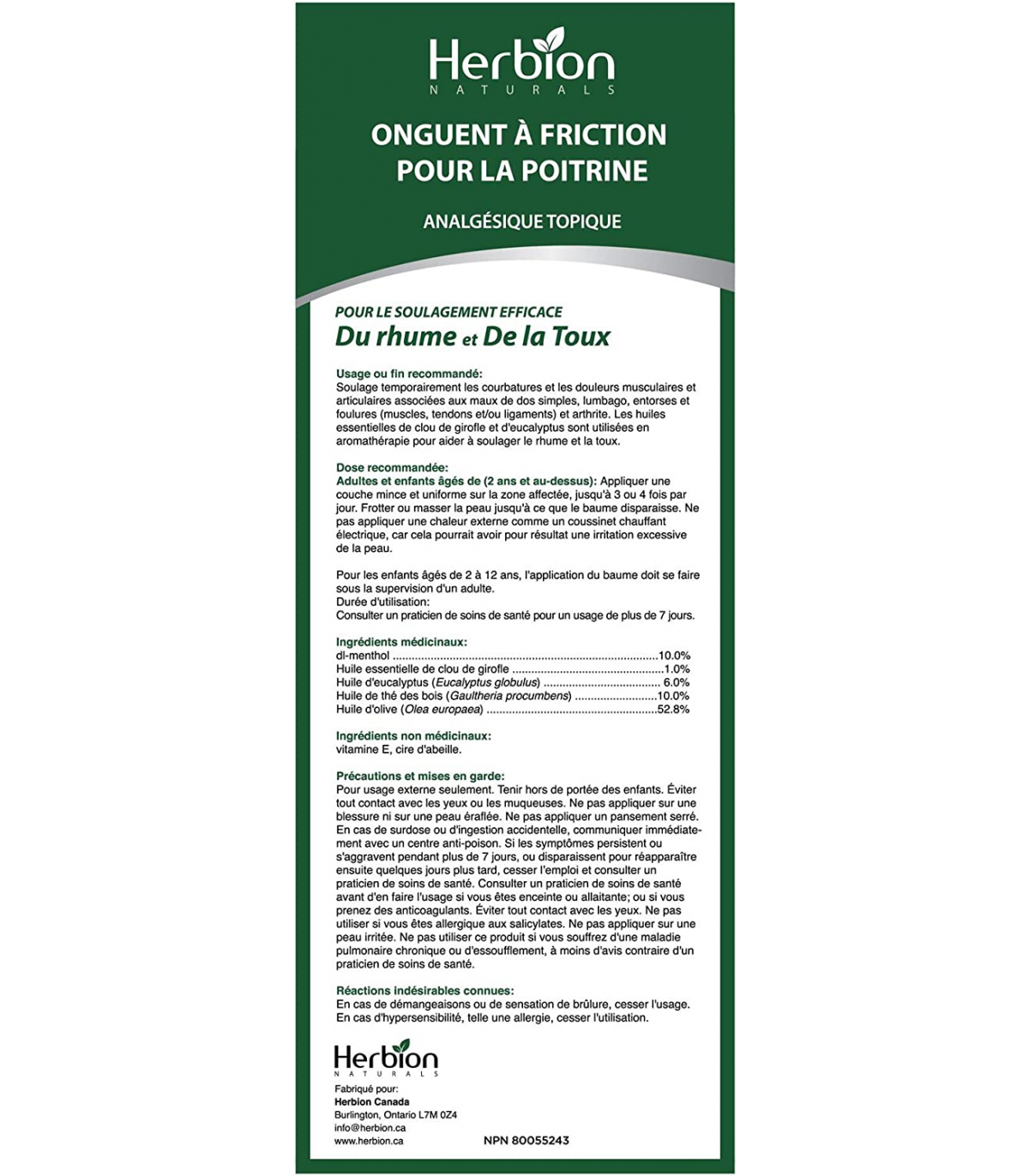 Herbion 허바이온 Herbion 올 내추럴 체스트 럽 100g | 매일 업데이트되는 특가 상품 | VITASHOP