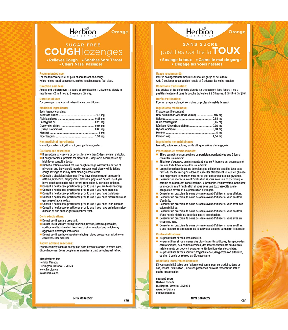 Herbion Sugar Free Orange Cough 18 Lozenges * 6box | Safest & Easiest Shopping Vitamins Online | VITASHOP