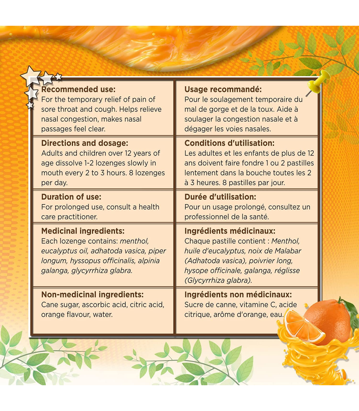 Orange Cough Pouches 25 Lozenges | Safest & Easiest Shopping Vitamins Online | VITASHOP