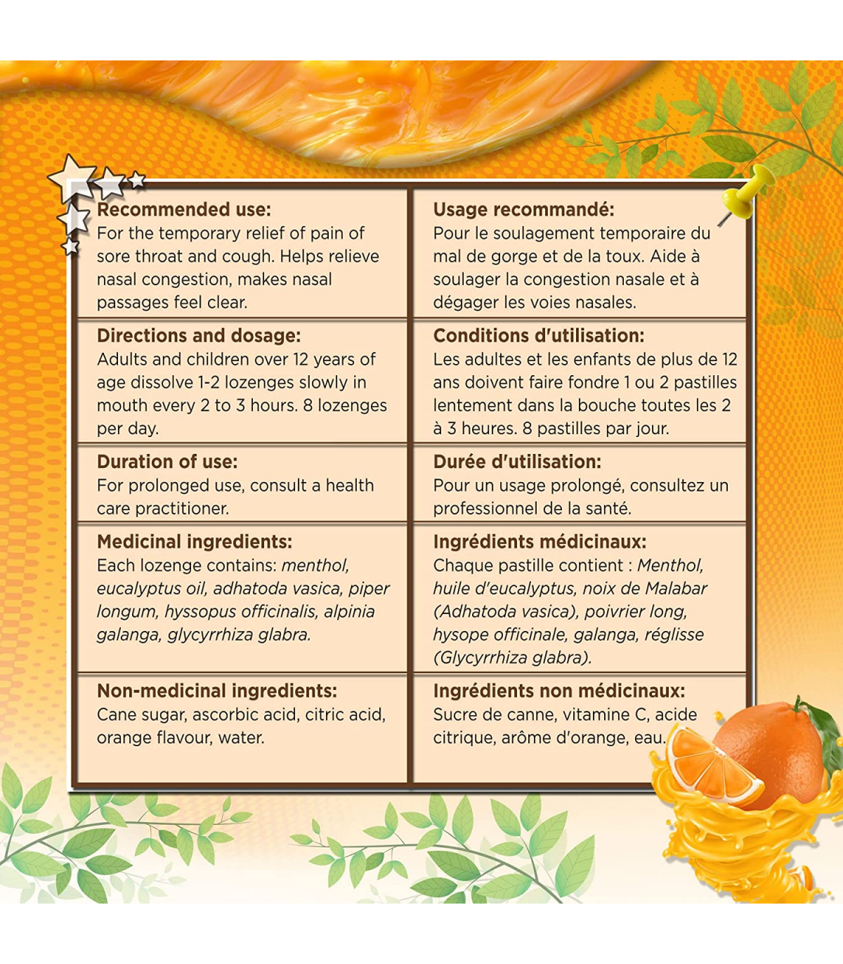 Orange Cough Pouches 25 Lozenges | Safest & Easiest Shopping Vitamins Online | VITASHOP