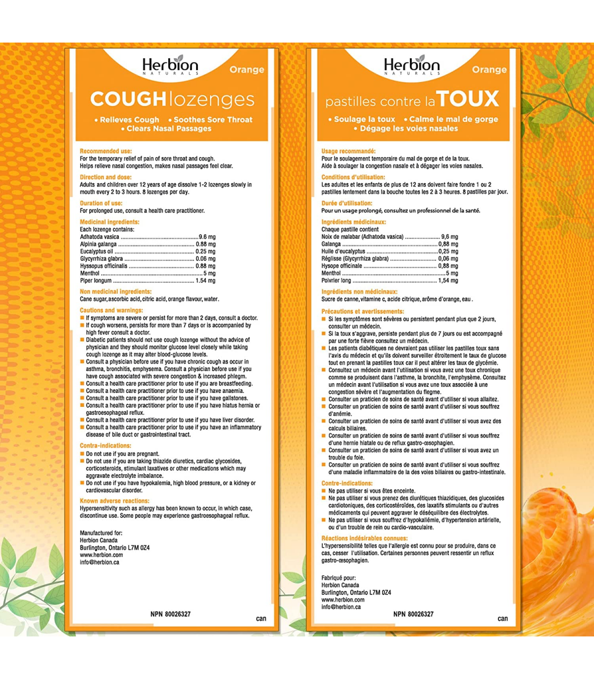 Orange Cough Pouches 25 Lozenges | Safest & Easiest Shopping Vitamins Online | VITASHOP