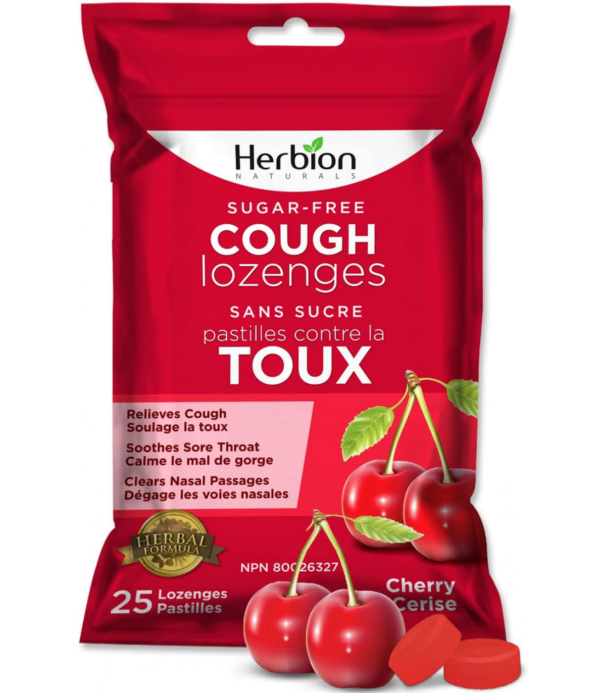 Sugar Free Cherry Cough Pouches 25 Lozenges | Safest & Easiest Shopping Vitamins Online | VITASHOP