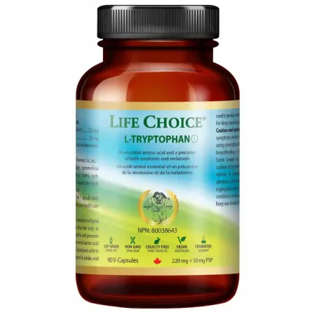 LIFE CHOICE 라이프 초이스 L-트립토판 220 + 50 mg B-6 60 식물성 캡슐 | 매일 업데이트되는 특가 상품 | VITASHOP