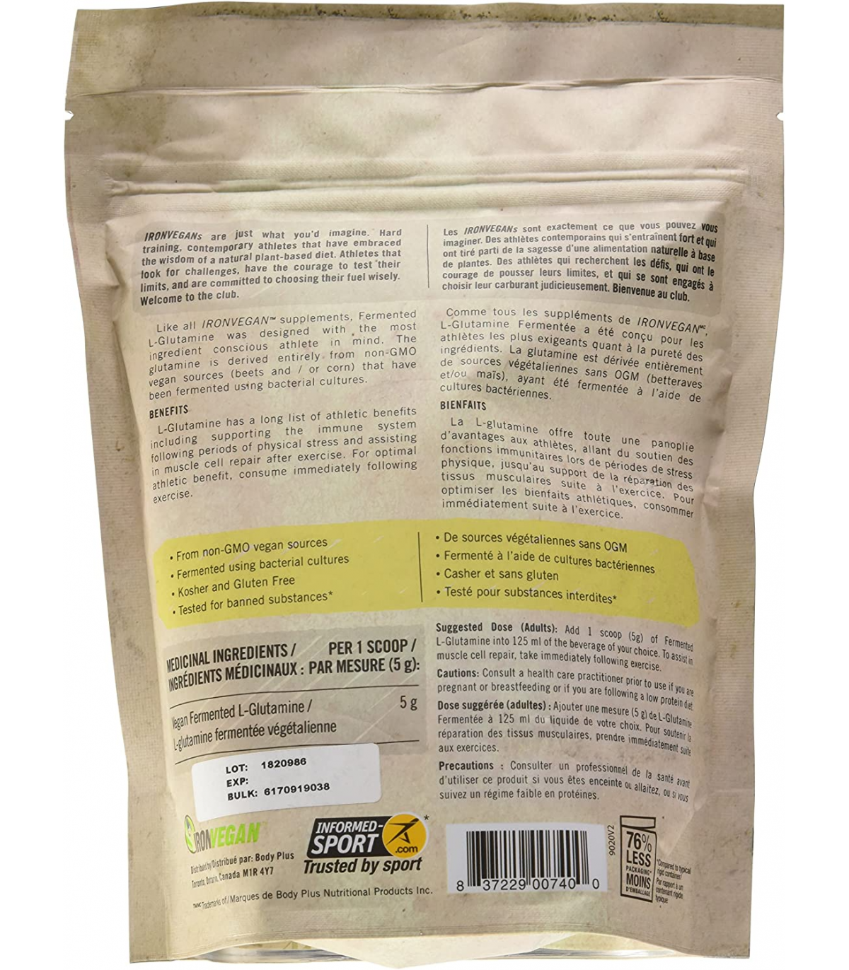 Iron Vegan 아이언 비건 발효 LG글루타민 400g | 매일 업데이트되는 특가 상품 | VITASHOP