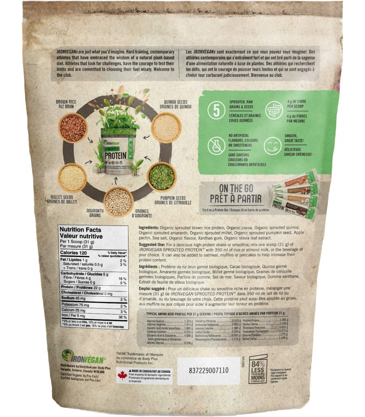 Iron Vegan Sprouted Protein, Chocolate 500 g | Unbeatable Prices, Daily Deals | VITASHOP