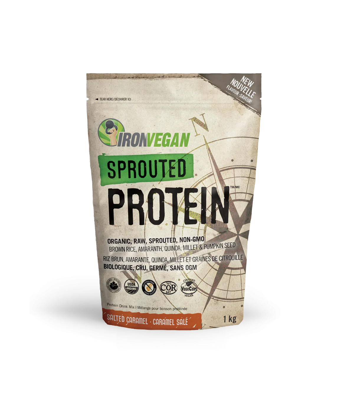 Iron Vegan Sprouted Protein, Salted Caramel 1 kg | Unbeatable Prices, Daily Deals | VITASHOP