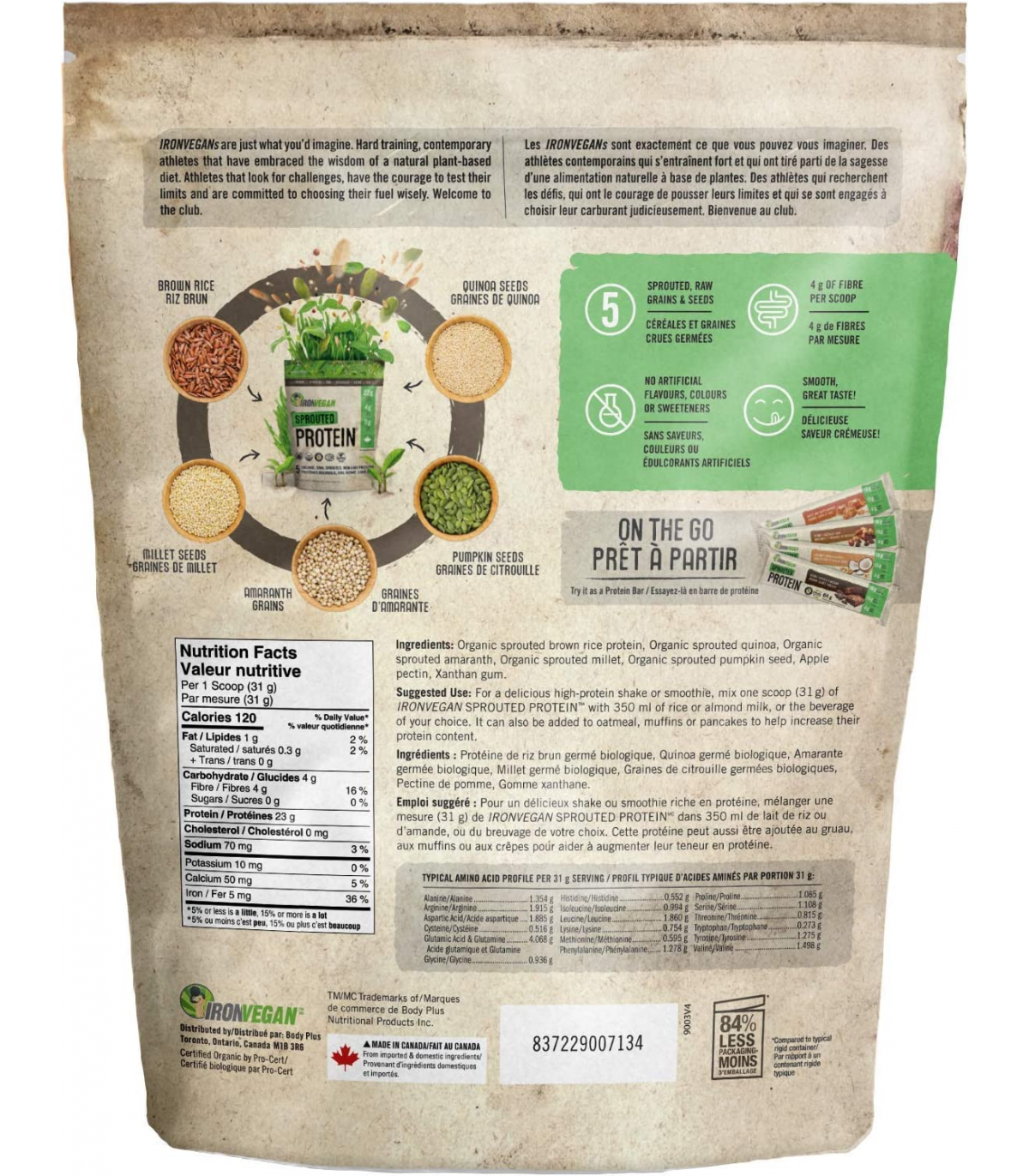 Iron Vegan Sprouted Protein, Unflavoured 500 g | Unbeatable Prices, Daily Deals | VITASHOP