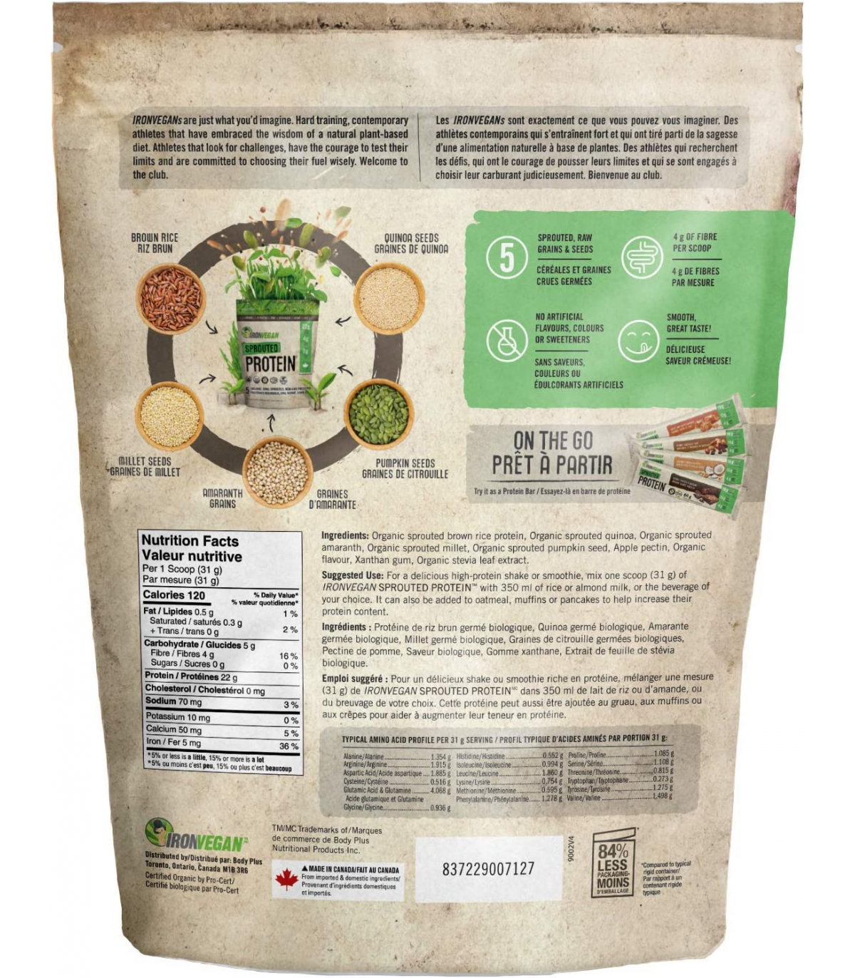 Iron Vegan Sprouted Protein, Vanilla 500 g | Unbeatable Prices, Daily Deals | VITASHOP