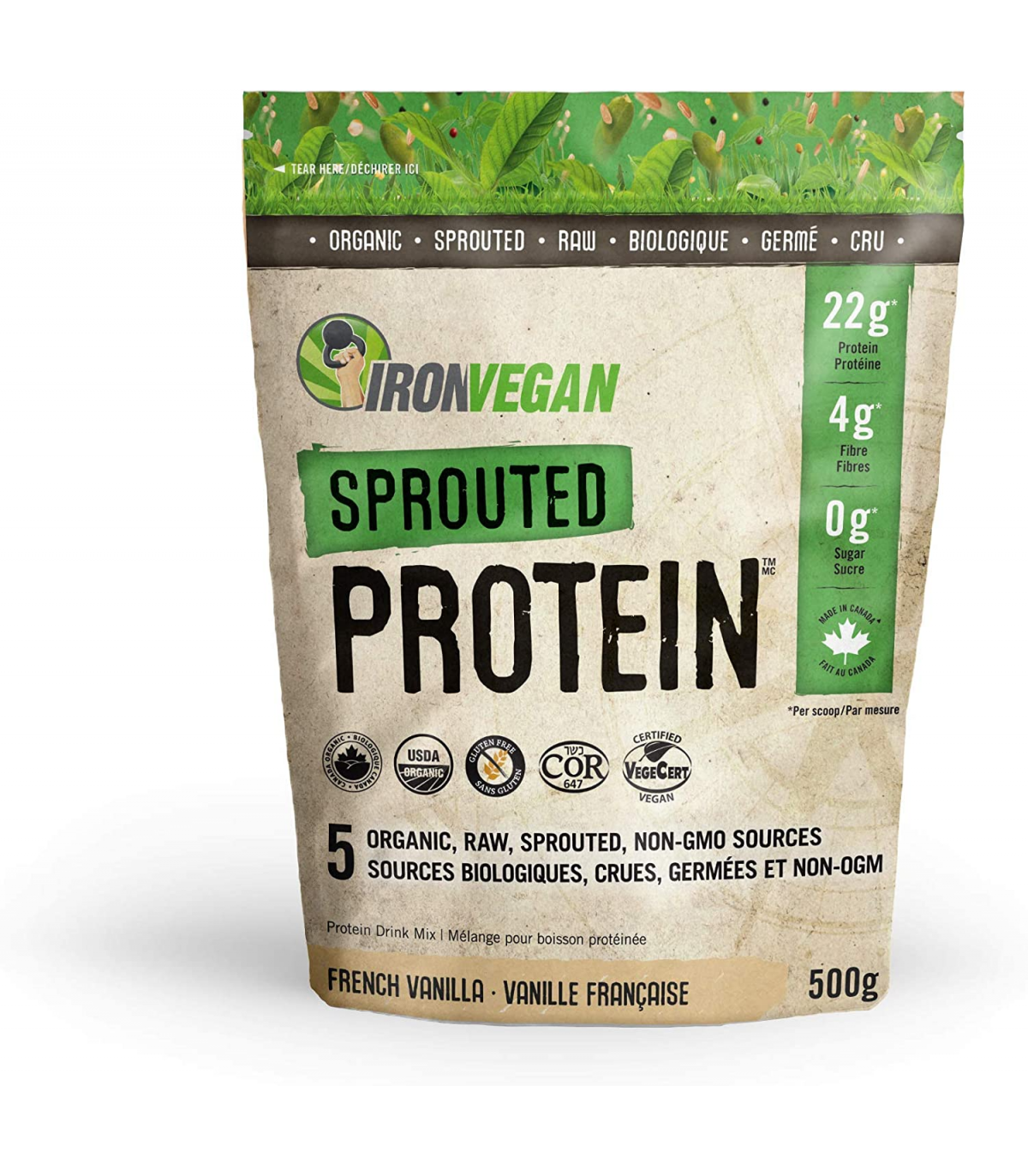 Iron Vegan Sprouted Protein, Vanilla 500 g | Unbeatable Prices, Daily Deals | VITASHOP